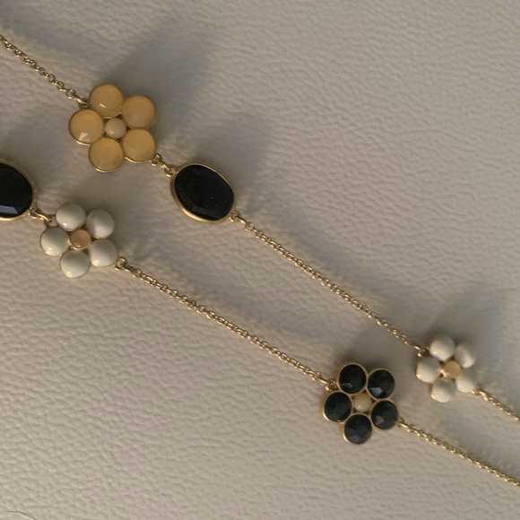 Kate Spade Long Gold Tone Chain with Flower and Oval Stone Accents - Picture 5 of 6